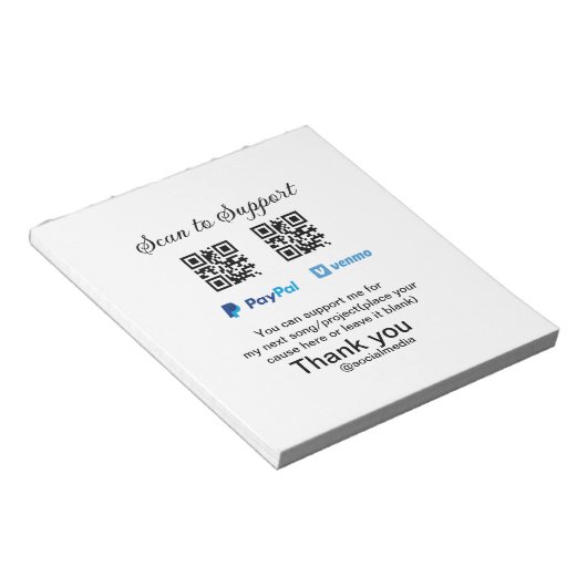 Virtuele tip per vierkante of codetonatie PayPal v Notitieblok (Schuin)