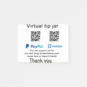 Virtuele tip per vierkante of codetonatie PayPal v Post-it® Notes