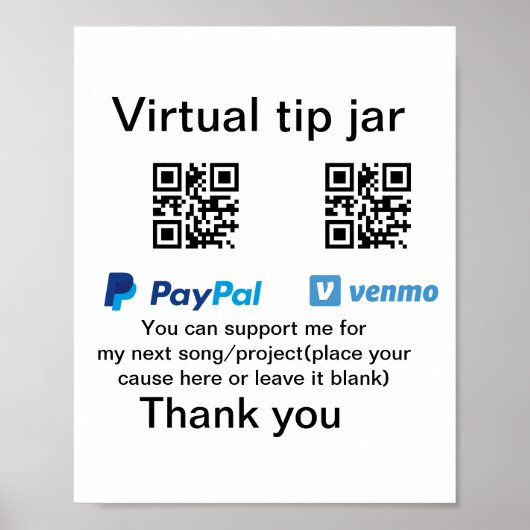 Virtuele tip per vierkante of codetonatie PayPal v Poster (Voorkant)