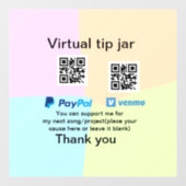 Virtuele tip per vierkante of codetonatie PayPal v Raamsticker (Vel)