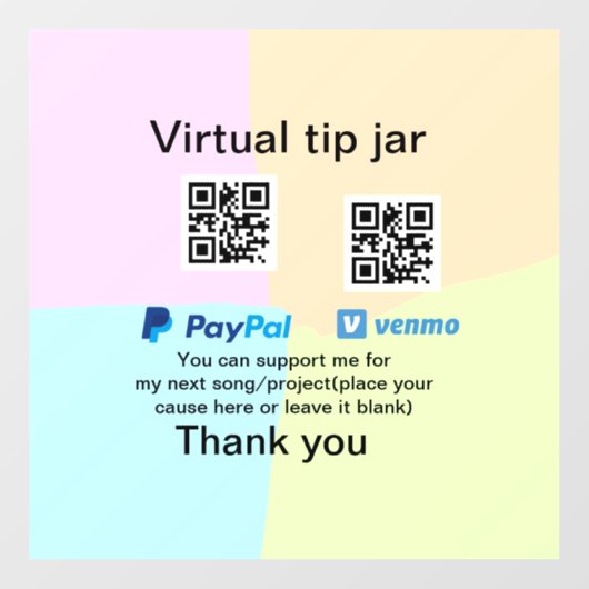 Virtuele tip per vierkante of codetonatie PayPal v Raamsticker (Vel)