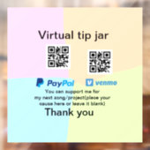 Virtuele tip per vierkante of codetonatie PayPal v Raamsticker (Vel 2)