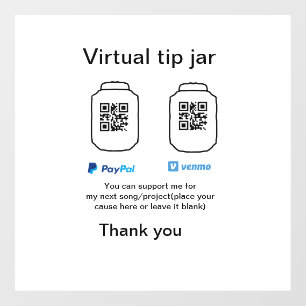 Virtuele tip per vierkante of codetonatie PayPal v Raamsticker