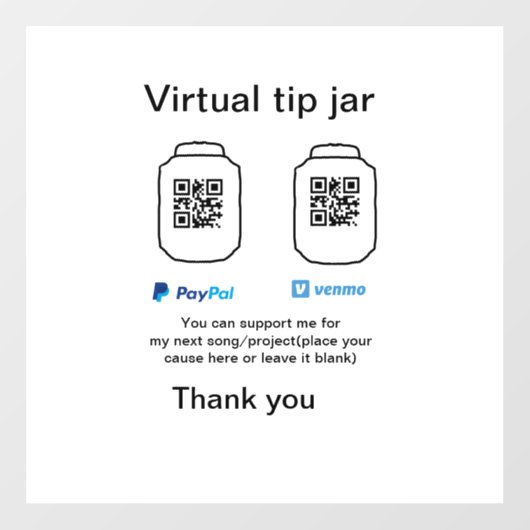 Virtuele tip per vierkante of codetonatie PayPal v Raamsticker (Vel)
