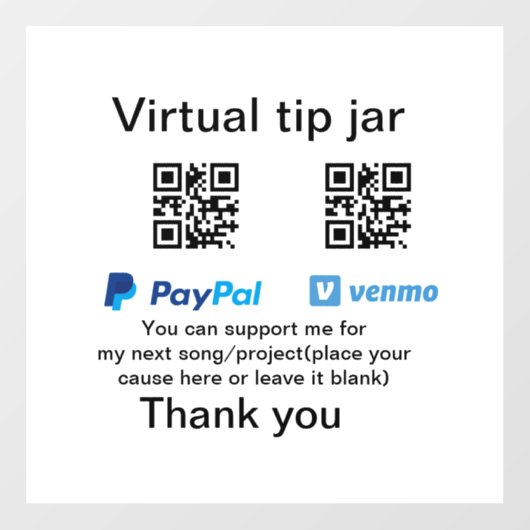 Virtuele tip per vierkante of codetonatie PayPal v Raamsticker (Vel)