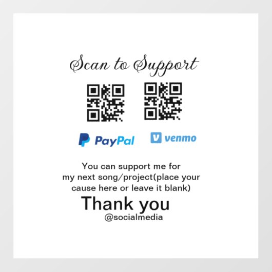 Virtuele tip per vierkante of codetonatie PayPal v Raamsticker (Vel)