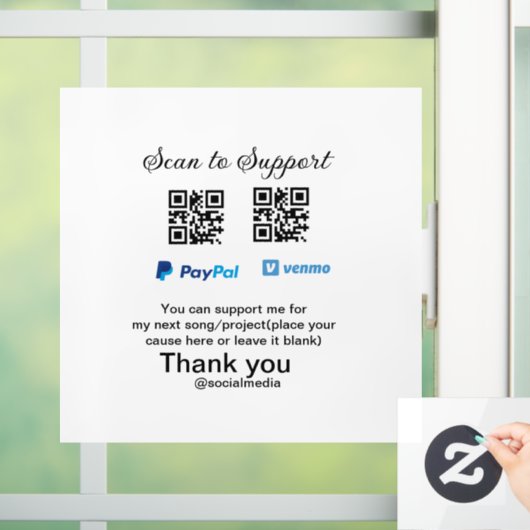 Virtuele tip per vierkante of codetonatie PayPal v Raamsticker (Huis)