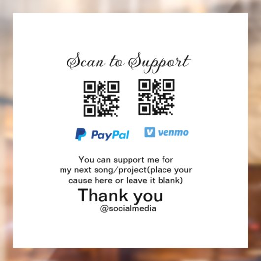 Virtuele tip per vierkante of codetonatie PayPal v Raamsticker (Vel 2)