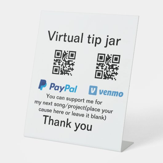 Virtuele tip per vierkante of codetonatie PayPal v Reclamebord Met Voetstuk (Voorkant)