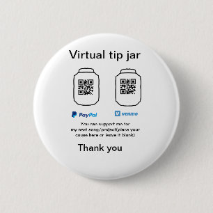 Virtuele tip per vierkante of codetonatie PayPal v Ronde Button 5,7 Cm