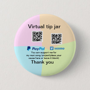 Virtuele tip per vierkante of codetonatie PayPal v Ronde Button 5,7 Cm