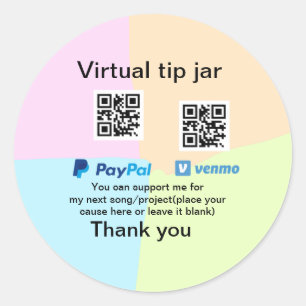 Virtuele tip per vierkante of codetonatie PayPal v Ronde Sticker