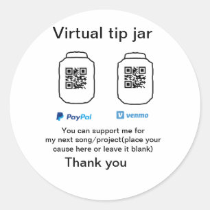 Virtuele tip per vierkante of codetonatie PayPal v Ronde Sticker