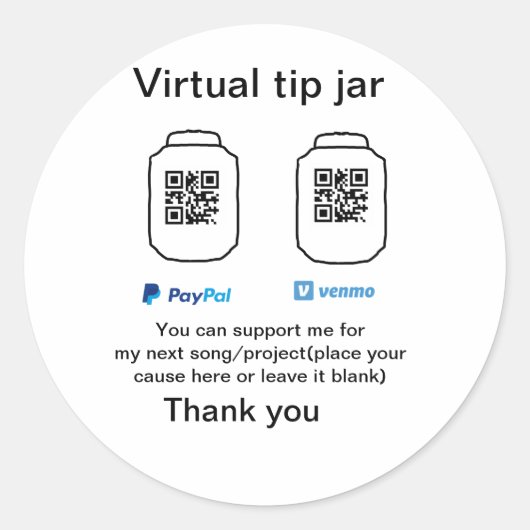 Virtuele tip per vierkante of codetonatie PayPal v Ronde Sticker (Voorkant)