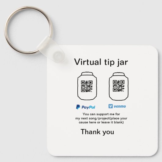 Virtuele tip per vierkante of codetonatie PayPal v Sleutelhanger (Voorkant)