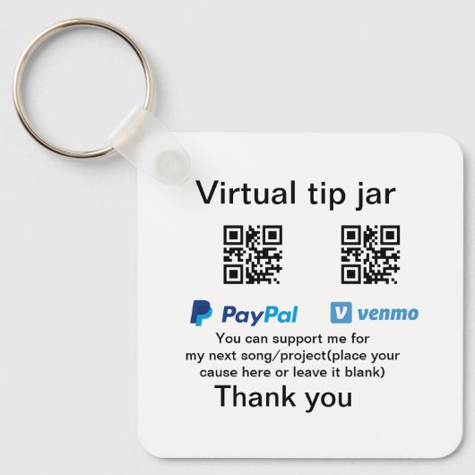 Virtuele tip per vierkante of codetonatie PayPal v Sleutelhanger (Voorkant)