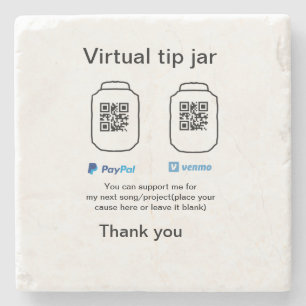 Virtuele tip per vierkante of codetonatie PayPal v Stenen Onderzetter
