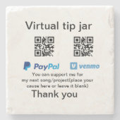 Virtuele tip per vierkante of codetonatie PayPal v Stenen Onderzetter (Voorkant)