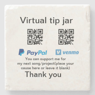 Virtuele tip per vierkante of codetonatie PayPal v Stenen Onderzetter