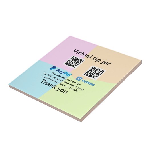 Virtuele tip per vierkante of codetonatie PayPal v Tegeltje (Zijkant)