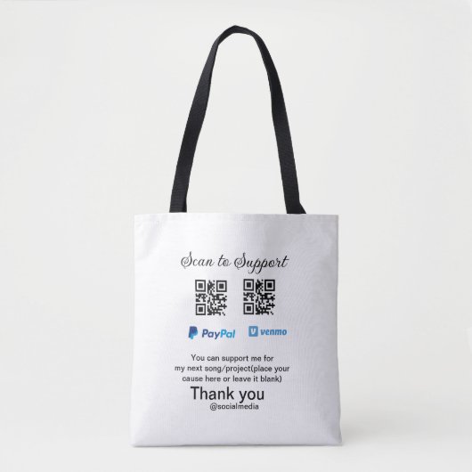 Virtuele tip per vierkante of codetonatie PayPal v Tote Bag (Voorkant)