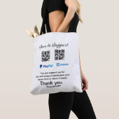 Virtuele tip per vierkante of codetonatie PayPal v Tote Bag (Dichtbij)