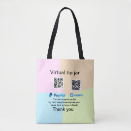 Virtuele tip per vierkante of codetonatie PayPal v Tote Bag