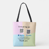Virtuele tip per vierkante of codetonatie PayPal v Tote Bag (Achterkant)