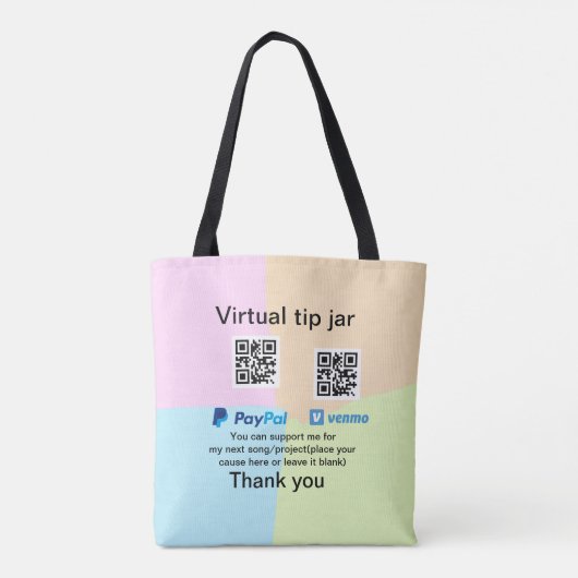 Virtuele tip per vierkante of codetonatie PayPal v Tote Bag (Achterkant)