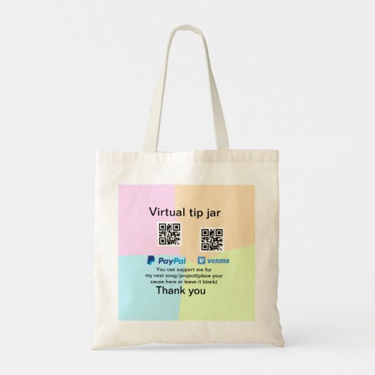 Virtuele tip per vierkante of codetonatie PayPal v Tote Bag (Achterkant)