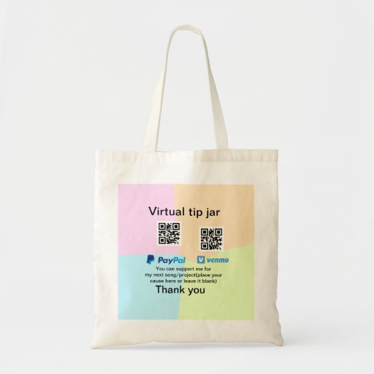 Virtuele tip per vierkante of codetonatie PayPal v Tote Bag (Voorkant)
