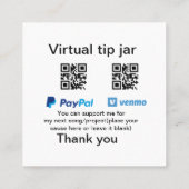 Virtuele tip per vierkante of codetonatie PayPal v Vierkante Visitekaartje (Achterkant)