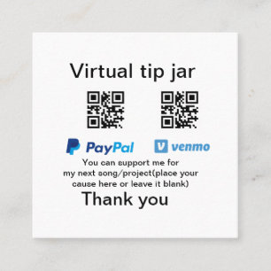Virtuele tip per vierkante of codetonatie PayPal v Vierkante Visitekaartje