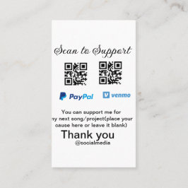 Virtuele tip per vierkante of codetonatie PayPal v Visitekaartje