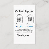 Virtuele tip per vierkante of codetonatie PayPal v Visitekaartje (Achterkant)
