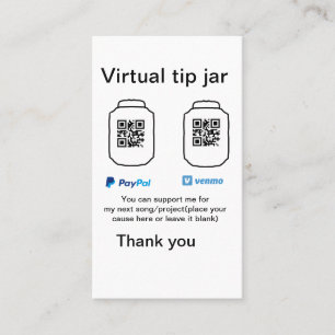 Virtuele tip per vierkante of codetonatie PayPal v Visitekaartje