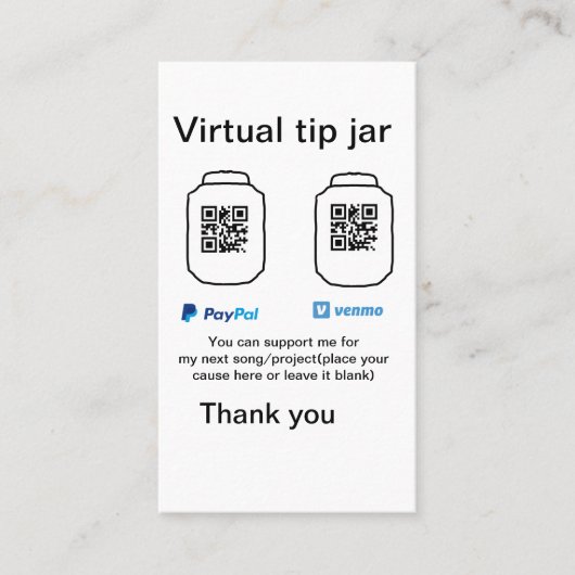 Virtuele tip per vierkante of codetonatie PayPal v Visitekaartje (Voorkant)