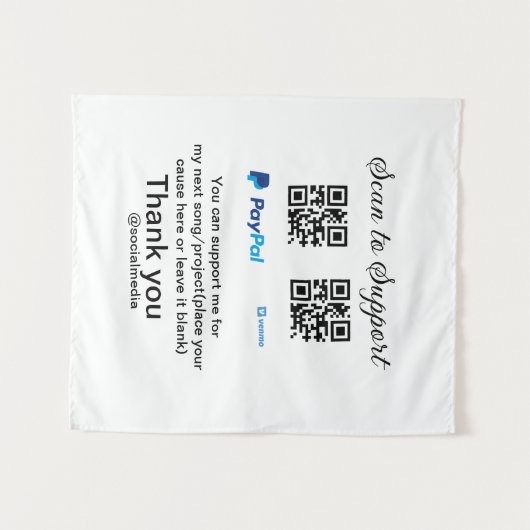 Virtuele tip per vierkante of codetonatie PayPal v Wandkleed (Voorkant (horizontaal))