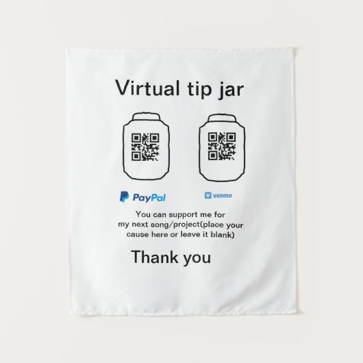 Virtuele tip per vierkante of codetonatie PayPal v Wandkleed (Voorkant)