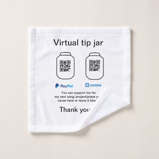 Virtuele tip per vierkante of codetonatie PayPal v Washandje (Wasdoekje)
