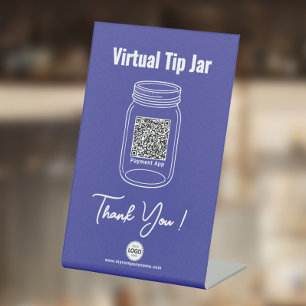 Virtuele tip pot, aangepaste QR-code betaling app, Reclamebord Met Voetstuk