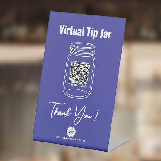 Virtuele tip pot, aangepaste QR-code betaling app, Reclamebord Met Voetstuk