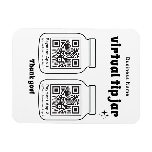 Virtuele tip pot met 2 QR-code Magneet (Horizontaal)