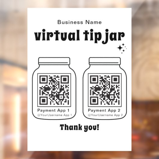 Virtuele tip pot met 2 QR-code Raamsticker (Vel 2)