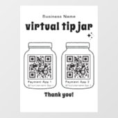 Virtuele tip pot met 2 QR-code Raamsticker (Vel)