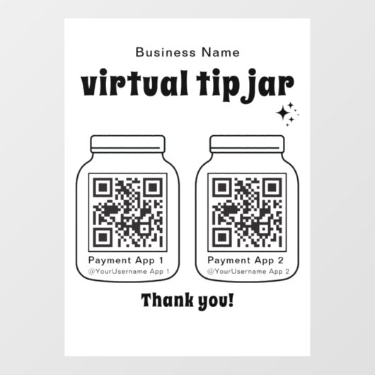 Virtuele tip pot met 2 QR-code Raamsticker (Vel)