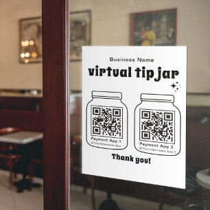 Virtuele tip pot met 2 QR-code Raamsticker