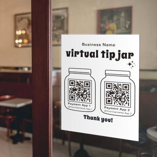 Virtuele tip pot met 2 QR-code Raamsticker