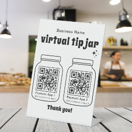 Virtuele tip pot met 2 QR-code Reclamebord Met Voetstuk