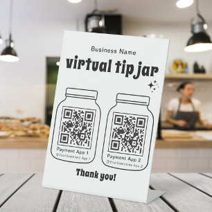 Virtuele tip pot met 2 QR-code Reclamebord Met Voetstuk